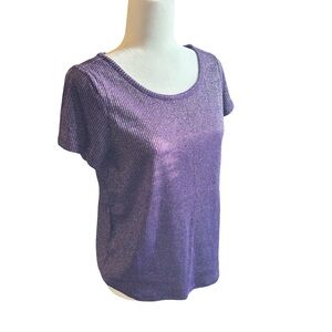 Studio 1886 by Avon Purple Glitter Tee Women's Top size medium